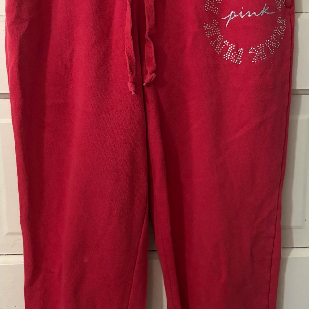 Red Lounge Pants with Rhinestone Detail